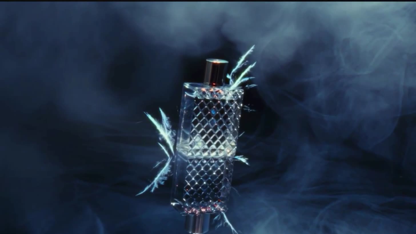 A glass flacon in mist