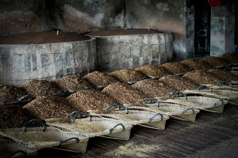 Biomass side-stream spread in drying trays